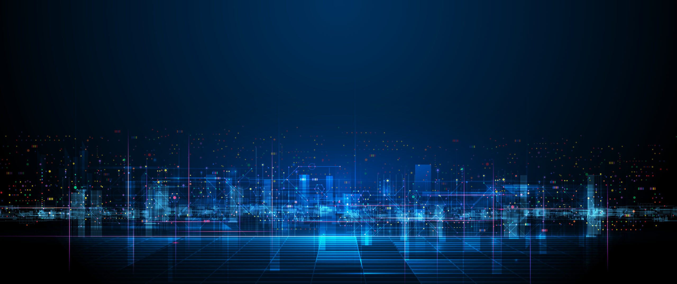 Vector,Illustration,Urban,Architecture,,Cityscape,With,Space,And,Neon,Light